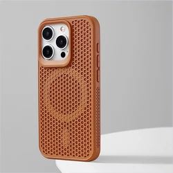 Honeycomb Heat Dissipation Magnetic Case with Magsafe-Compatible Wireless Charging for iPhone 13 Pro Max (SRCX Brown)