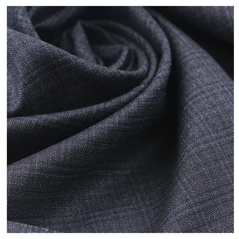 Spring Thin Men's Suit Fabric Micro Elasticity By The Meter for Clothes Dress Vest Uniform DIY Sewing Grid Stripe Cloth Black