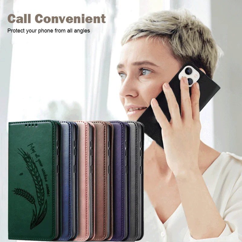 Magnetic Wheatear Leather Wallet Phone Case Cover