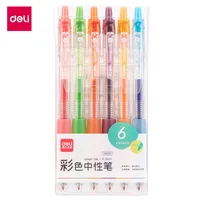 DELI 6/12 Color Gel Pen Set 0.5mm Journal Marking Pens for Planning Drawing & School Supplies Smooth Writing Gel Ink Pens 6