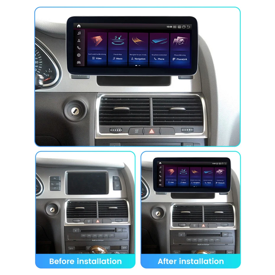 8-Core 8+256G Android Car Radio Carplay For Audi Q7 4L 2005-2015 