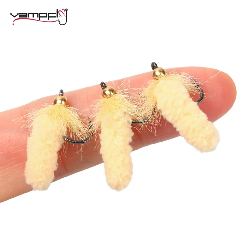 Vampfly 6pcs Mop Fly Brass Bead Head Chenille Body Crane Larvae Nymph Fly  Fishing Flies Trout Bass Panfish Fishing Lure Baits - AliExpress