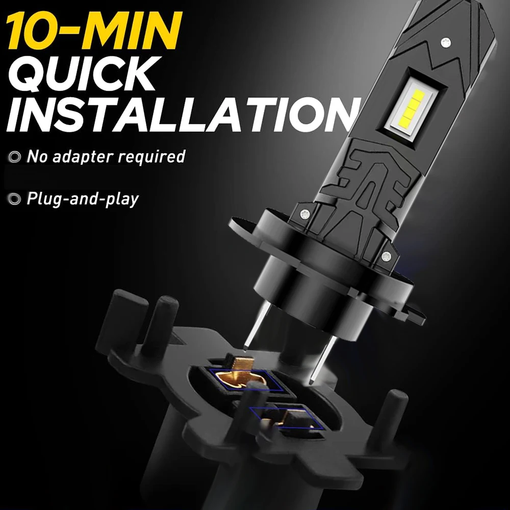 H7 LED 200W High Power H7 Socket LED Car Headlight Turbo Bulb 6000K 60000LM CSP Chip Mini Led Light Plug & Play 2Pcs