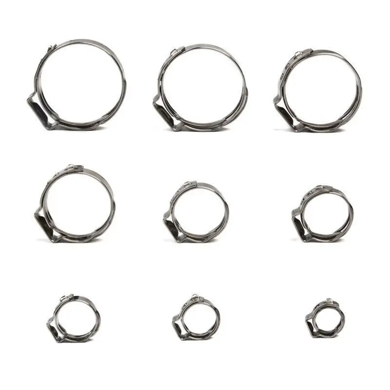 Clamp Clips Stainless Steel 304 Single Ear Hose Clamps for Tubes Pipe 10PCS 5.3-31mm hose clamps,pipe clamps