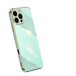 Luxury Square Plating Shockproof Soft TPU Silicone Case Cover - iPhone 16 Pro Max (6D sky blue)