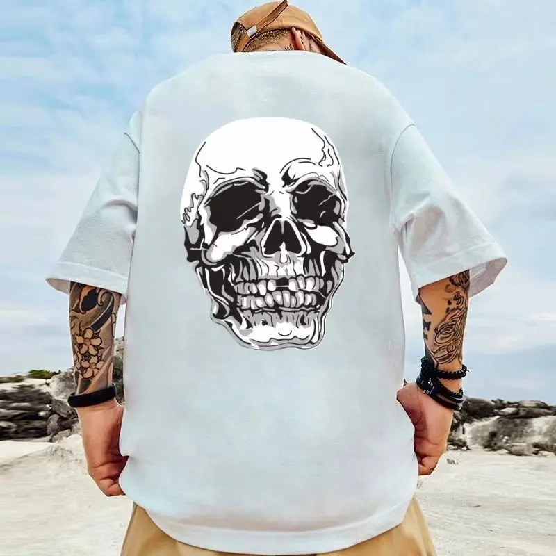 

Men's Summer Pure Cotton Social Short Sleeve T-shirts Anime Goth Oversized Fashion Harajuku Style Casual Vintage Y2k Clothing