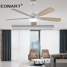 

52 Inch Fashion Decorate Led Dc Ceiling Fan With Lamp Remote Control Modern Indoor Plywood White Black Ceiling Fans With lmap