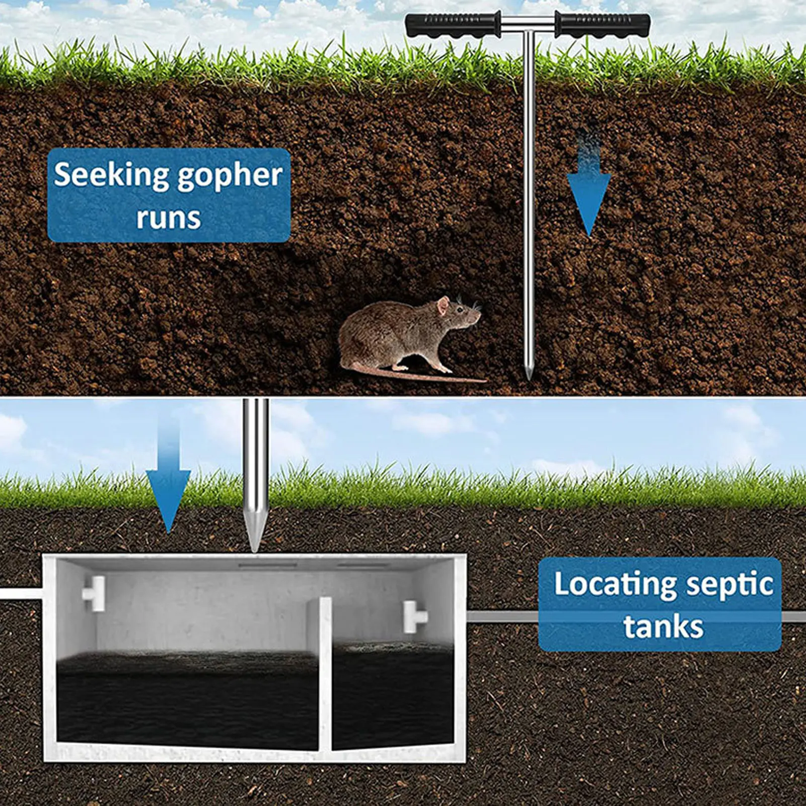 Soil Sample Probes Soil Sample Probes with T Handle Adjustable  Tip Stainless Steel Soil Sampler Tool for Plant Care Farm