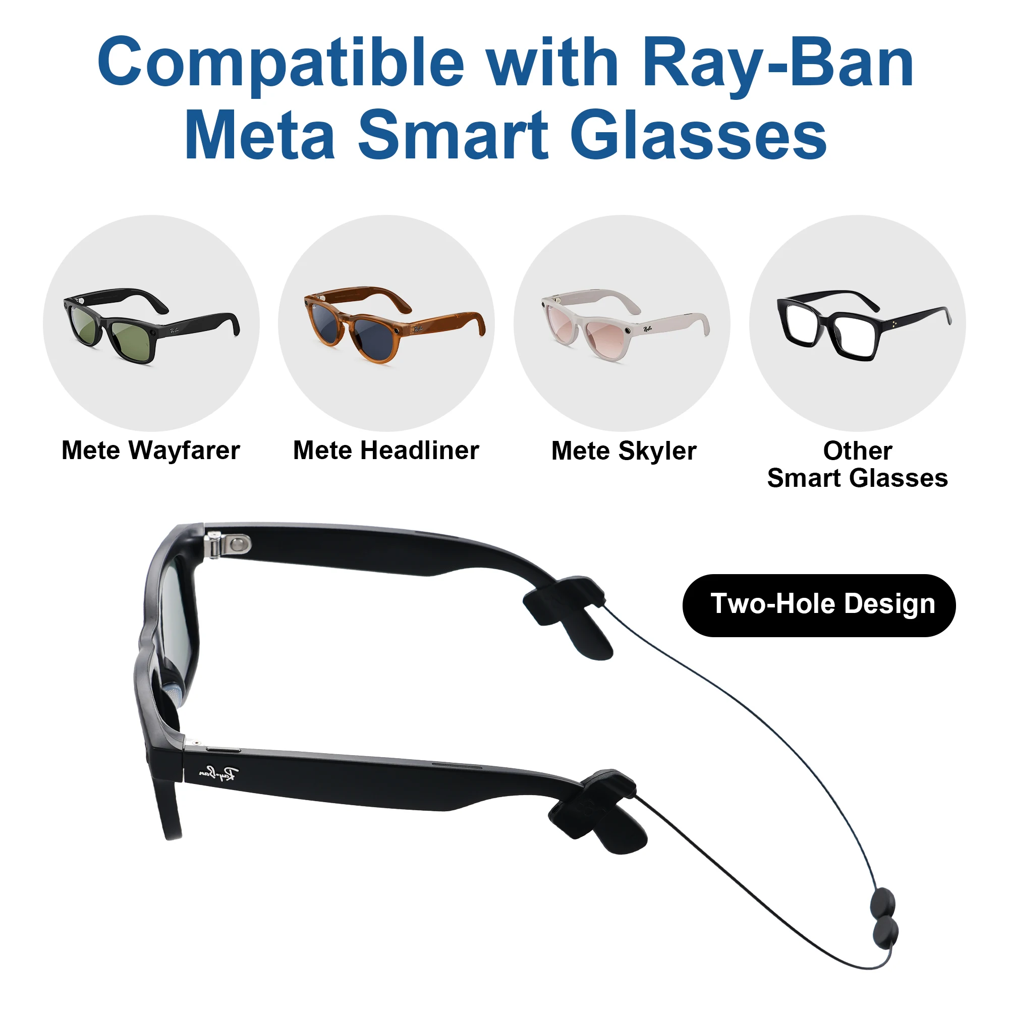 HIbloks for RayBan Meta Wayfarer smart Glasses Accessories Non-slip air Adjustab