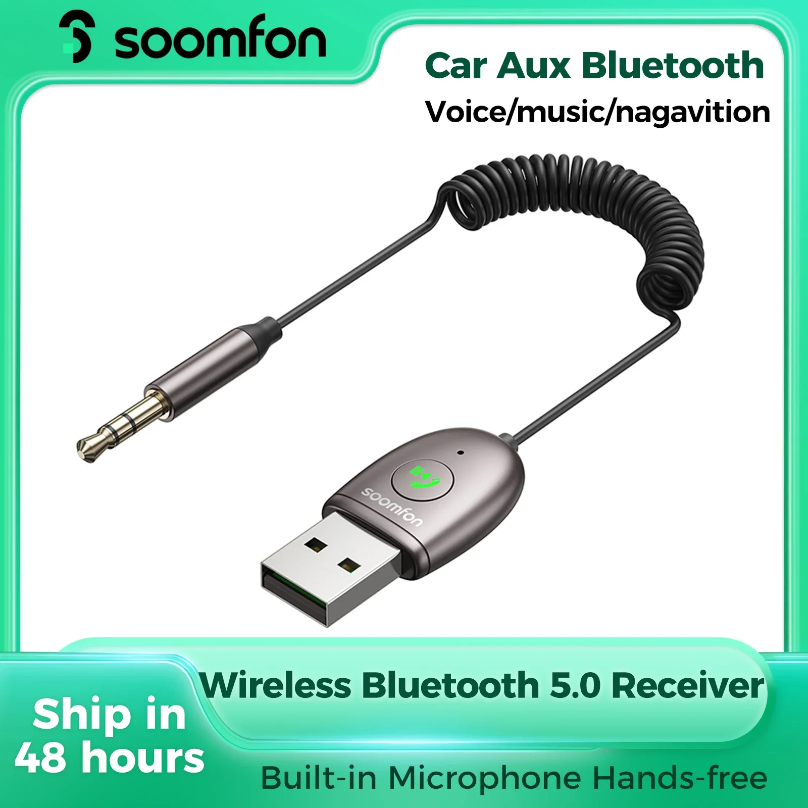 SOOMFONBluetooth53AuxCarAdapterWirelessAudioReceiverUSBto3