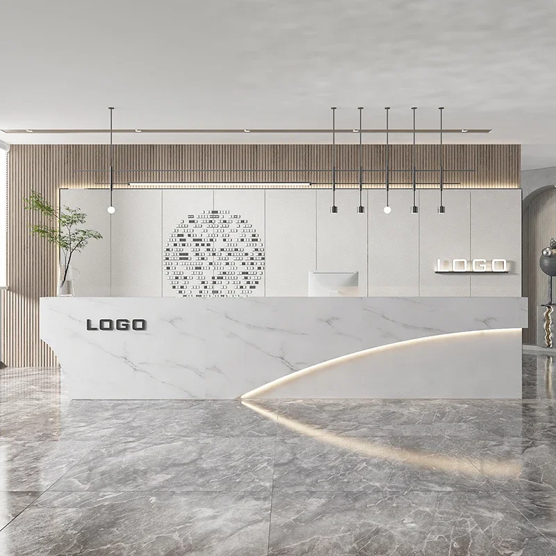 Front Counter Reception Desks Trendy Modern Design Luxury Nordic Reception Desks Simple Beauty Mostrador Commercial Furniture
