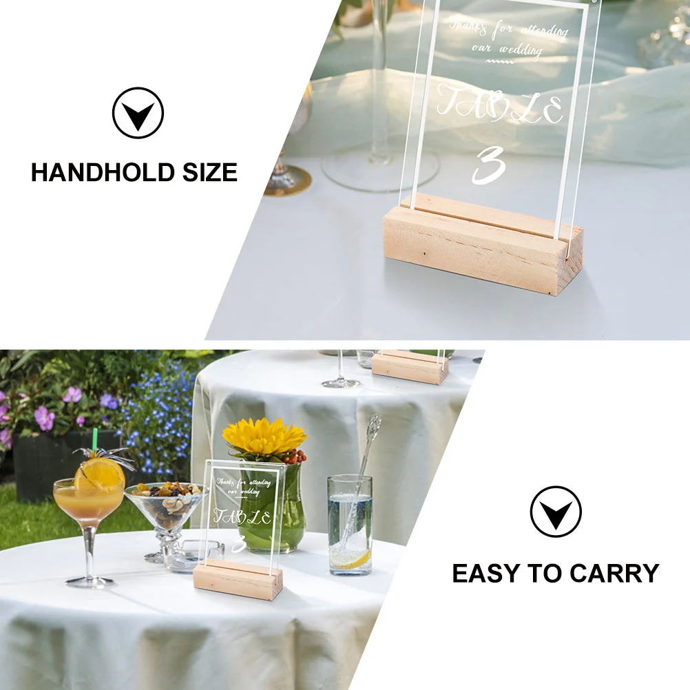 12 Pcs Rectangular Wooden Photo Stand Business Clip Memo Holder Flat Base Wood Picture Holder Place Cards Table Number Display