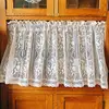 American Country Crochet Hollow Short Curtains for Roman Window Kitchen Manual Rose Lace Half Curtains Valance #A036 5