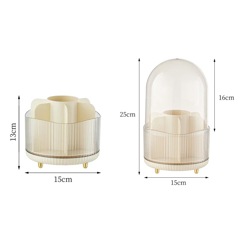 Rotating Makeup Organizer Large Capacity Cosmetics Makeup Brush Holder With Lid Multi-Functional Pen Holder Lipstick Storage Box