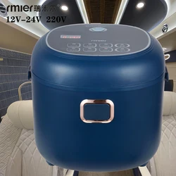 Mini Rice Cooker 2L 12-24V 220V Car Truck Home Dual Use Multi-function Appliance for Camping Blue Russian Menu