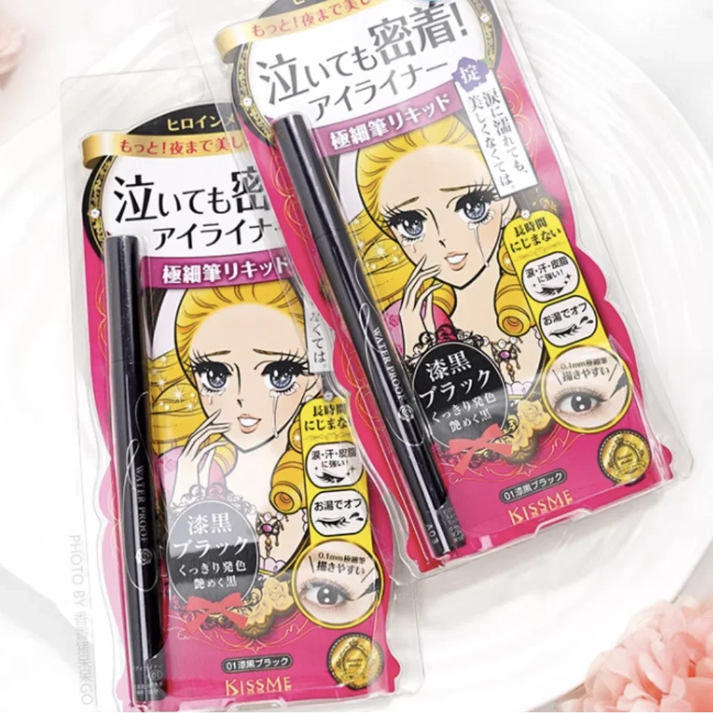 Подводка для глаз kiss me Black Liquid, супер водостойкая долговечная, легкая в нанесении, Косметика для макияжа глаз, инструменты