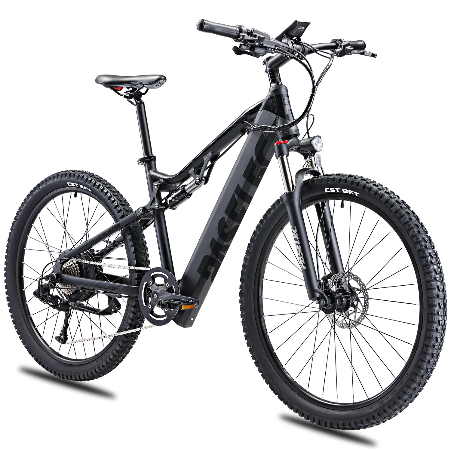 

Paselec GS9 Electric Bicycle for Adults, Bafang Motor Peak 950W, 48V14ah 27.5"x2.4 Full Suspension mountain e bike for men