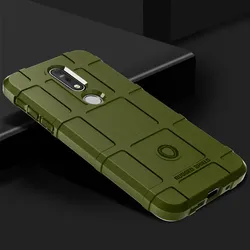 Rugged Armor Shield Silicone Back Cover - Anti-Knock Matte Protection Case for Nokia 7.1 (Army green)