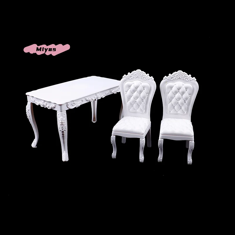 Mini Dollhouse Furniture Set - Dining Table And Chair Model Simulation Kitchen Desk Office Computer Table Accessories