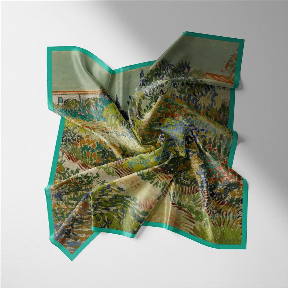 Picasso Ölgemälde Mode Frauen Schal Wraps Twill 100 % Seidenschal 53 cm quadratische Schals Kopftuch Hijab Halstuch Bandana – Detail 35