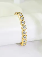 Bracelet jonc tendance en or 14 carats avec cœur et diamant de laboratoire de 4 mm, pour femme, idéal pour fiançailles, mariage, bijoux de fête, cadeau 3