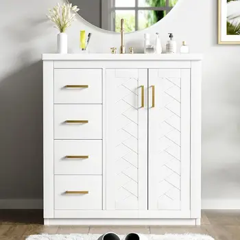 Herringbone Vanity Cabinet 1