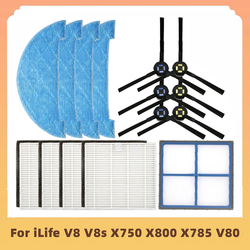 

For iLife V8 V8s X750 X800 X785 V80 Robot Vacuum Cleaner Hepa filter Side Brush Mop Pad Mop Cloth Spare Parts Accessories