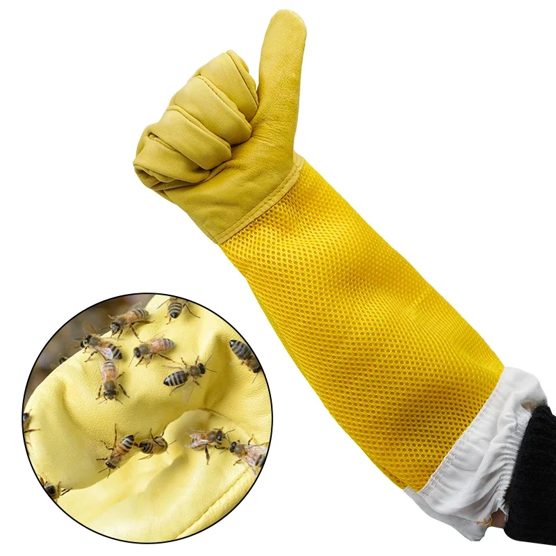Beekeeping Gloves Beekeeper Protective Sleeves Breathable Anti Bee/Sting Sheepskin Long Apiculture Tools 1 Pair beekeeping gloves