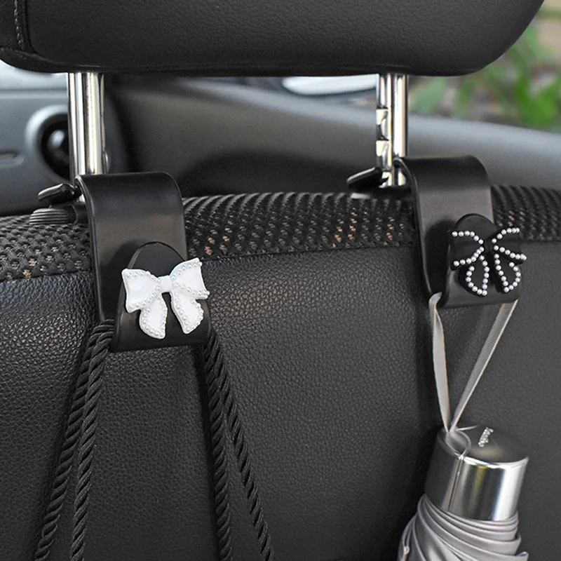 Jolis crochets de siège arrière de voiture avec nœud perlé et fleur,  suspension pour sac d'épicerie, sac à main, rangement pour véhicule, sauna,  repos, décoration de voiture, 1 pièce - AliExpress