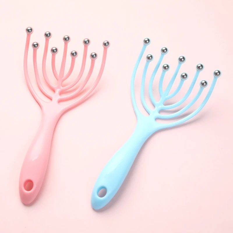 머리 마사지 두피 목 빗 롤러, 다섯 손가락 9 발톱 스틸 볼, 핸드 헬드 릴렉스 스파 헤어 케어, 모발 성장 스트레스 해소 