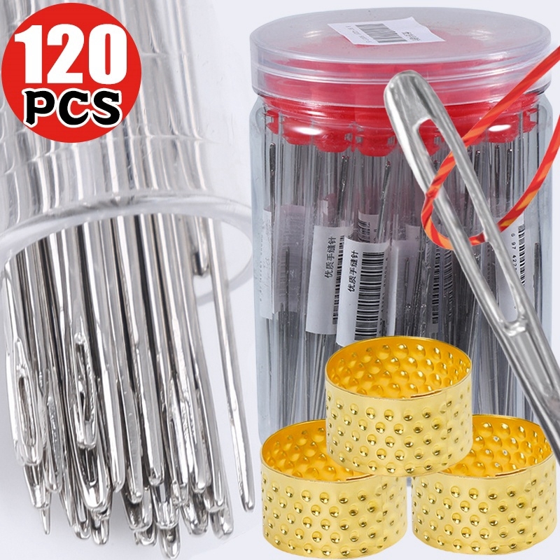 40/120pcs Blind Sewing Needle Elderly Stainless Steel Quick Automatic Self-Threading Needle Stitching Pins Punch Needle Threader