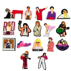 1-17Pcs Famous Singer Celebrity Shoe Charms PVC Assesories Clogs Sandals Wristband Shoe Decorations Unisex Party Gift