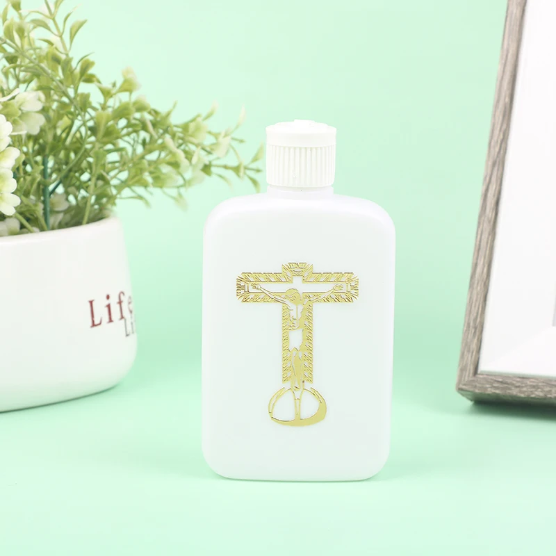 100ml Holy Water Bottles with Screw Lid Plastic Holy Water Container Empty Containers with Gold Cross holy water bottle