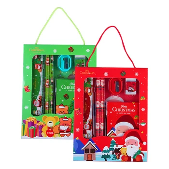 6Pcs/set Christmas Stationery Set Children's Cute Cartoon School Supplies Birthday Gift Children’s Day Kids Stationery Gift Set