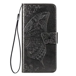 Butterfly Leather Flip Wallet Phone Case Cover - Moto G200 5G (Black)