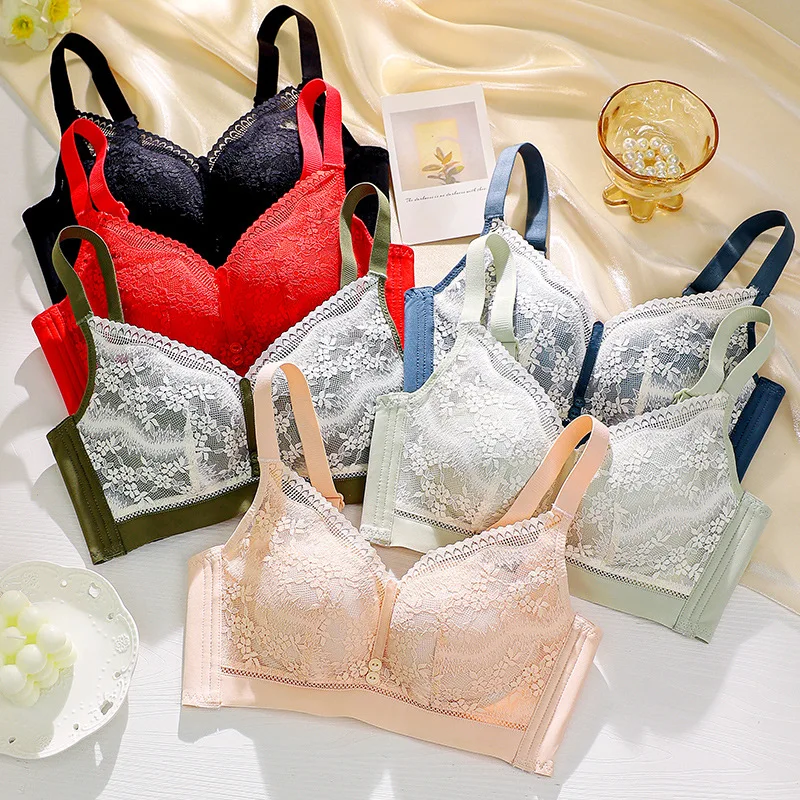 

2023 Autumn Winter New Style No Steel Ring Bra Gather Together Anti-Sag Lace Tube Top Women Adjustment Type Soft Sexy Underwear