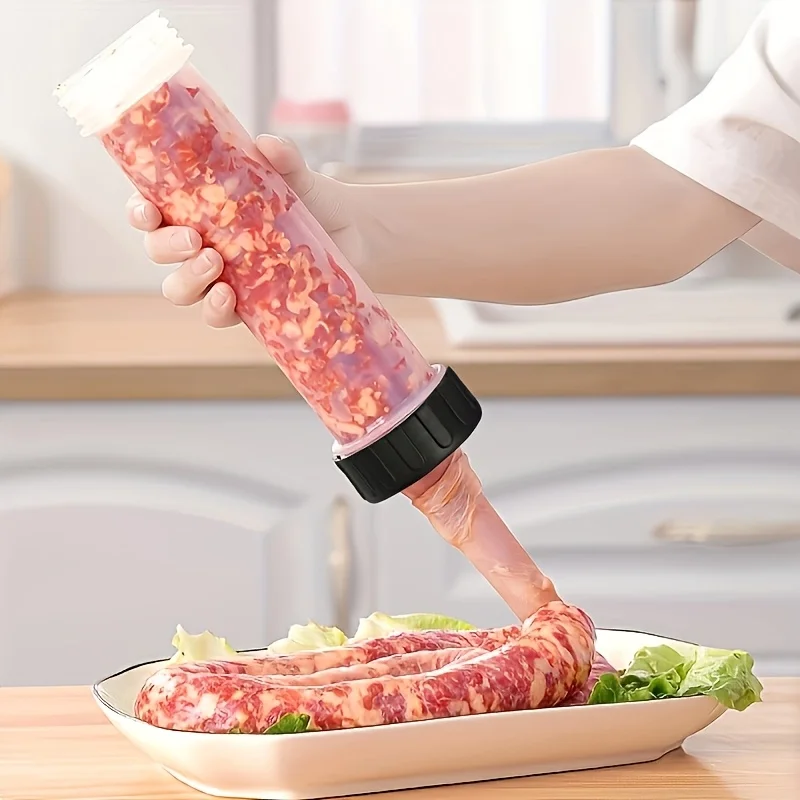 Large Capacity 3-Nozzle Manual Sausage Stuffer-Easy-to-Use Handheld Sausage Pump for Kitchen,Ideal for Making Various Sausages