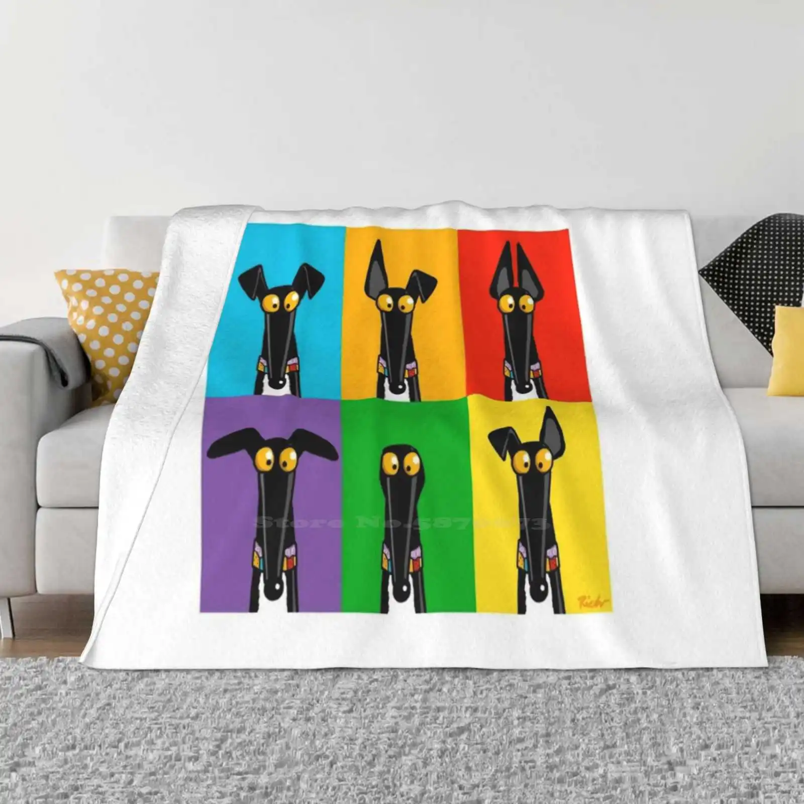 

Greyhound Semaphore Soft Warm Light Thin Blanket Greyhound Pop Lurcher Whippet Dog Cartoon Richskipworth Rich Skipworth Richard