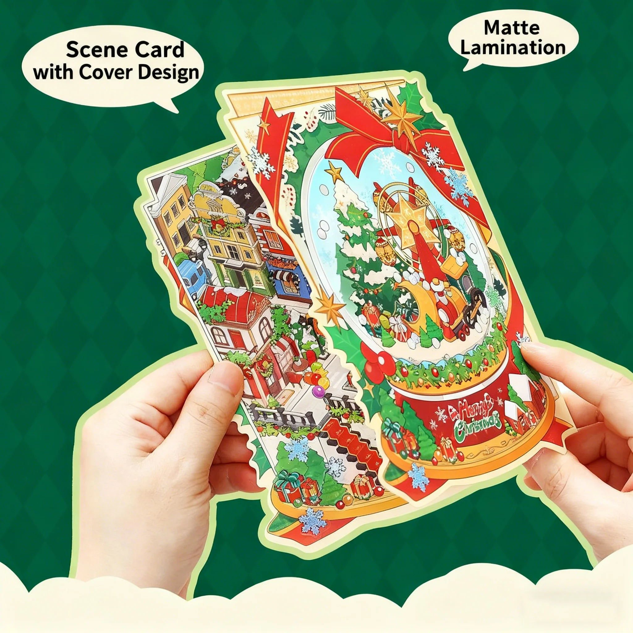 Christmas Miniature Scene 3D Stickers-Easy-Tear Cute Cartoon House Series DIY Craft Stacking 3D Layered Scrapbook Holiday Gift