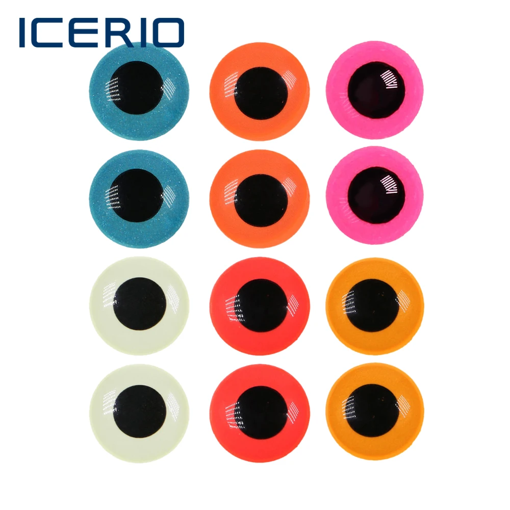 ICERIO – lot d'appâts artificiels pour la pêche à la mouche, lot de 200 pièces, yeux de poisson lumineux 3D en époxy