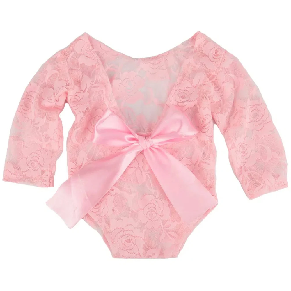 Baby Photography Props and Costumes Newborn Baby Photograph Clothing Lace Long Sleeve Pearl Rompers Photography Props