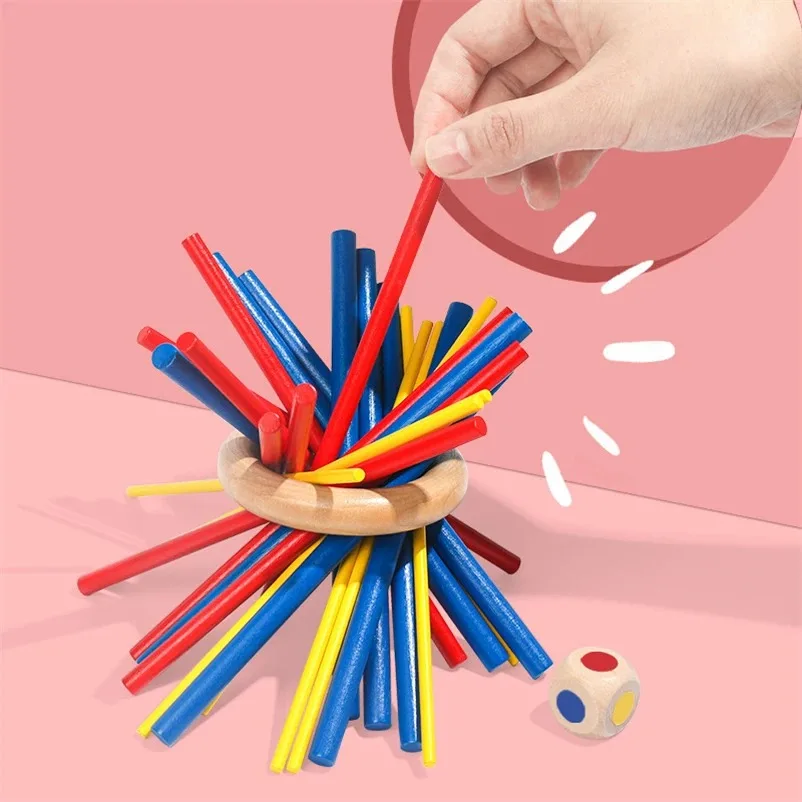 Montessori Toys Wooden Stick Toys for Creative Kids Games Toddlers Color Matching Fine Motor Toys Balance & Patience Training 4