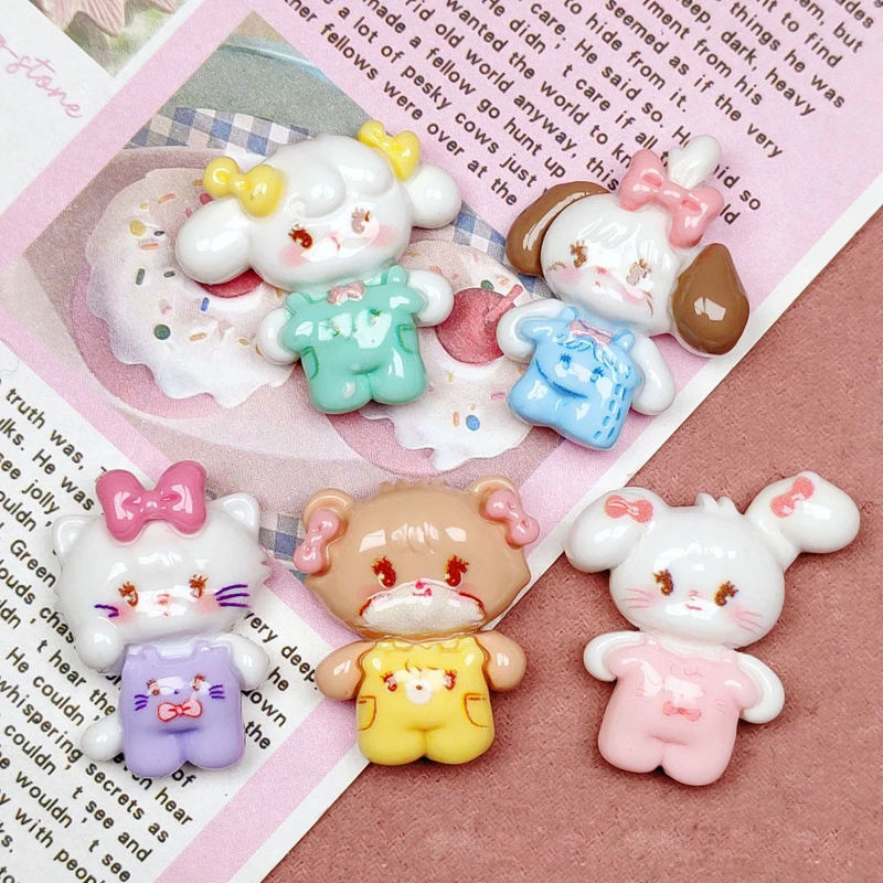 

10 Pcs Cartoon Resin Cute Cartoon Cats Puppy Style Hairpin Earrings Pendant Scrapbook Craft Diy Children's Toys Ornament