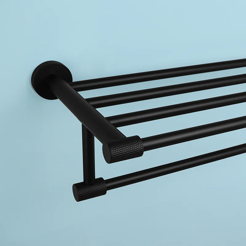 Matte Black Bathroom Accessories Knurled Towel Bar Bath Robe Hook Bathroom Hardware Set Shelf for Towels Paper Tissue Hol