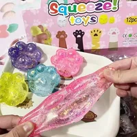 Cute Sequin Cat Claw Squishy Fidget Toy Slow Rebound Stress Relief Toy Pinch Decompression Cat Paw Soft Squeeze Toy 1
