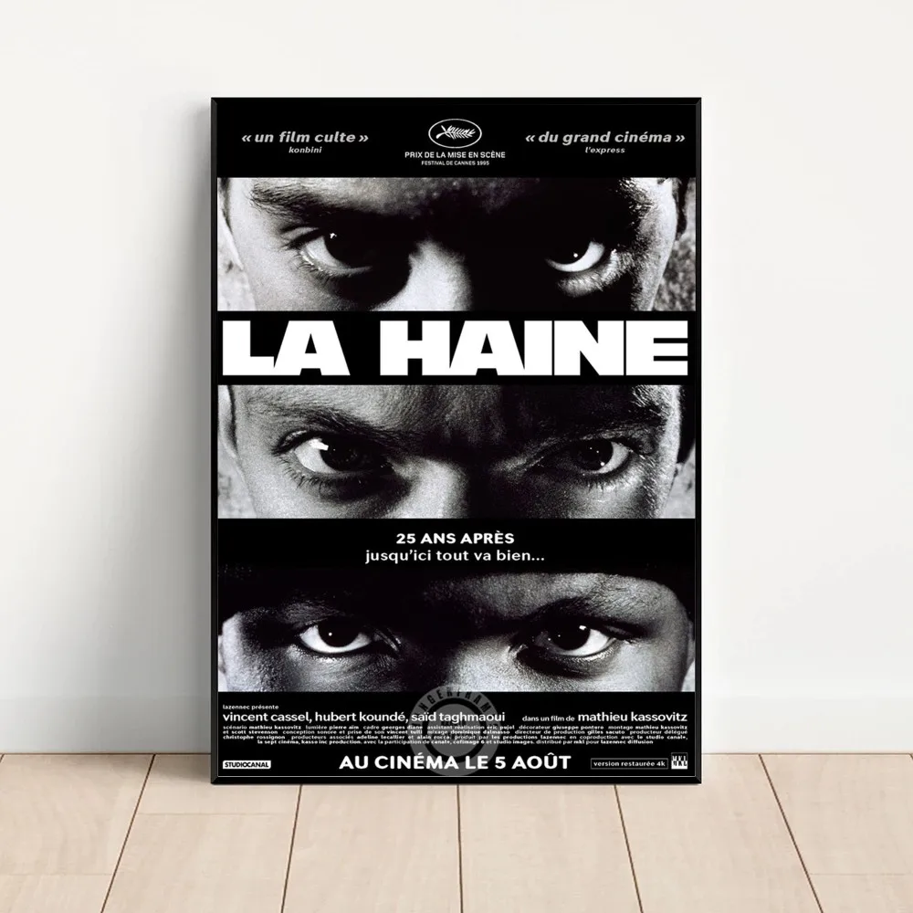 La Haine 1995 Movies Prints The Hate Poster Kraft Club Bar Paper Vintage Poster Wall Art Painting Bedroom Study Stickers