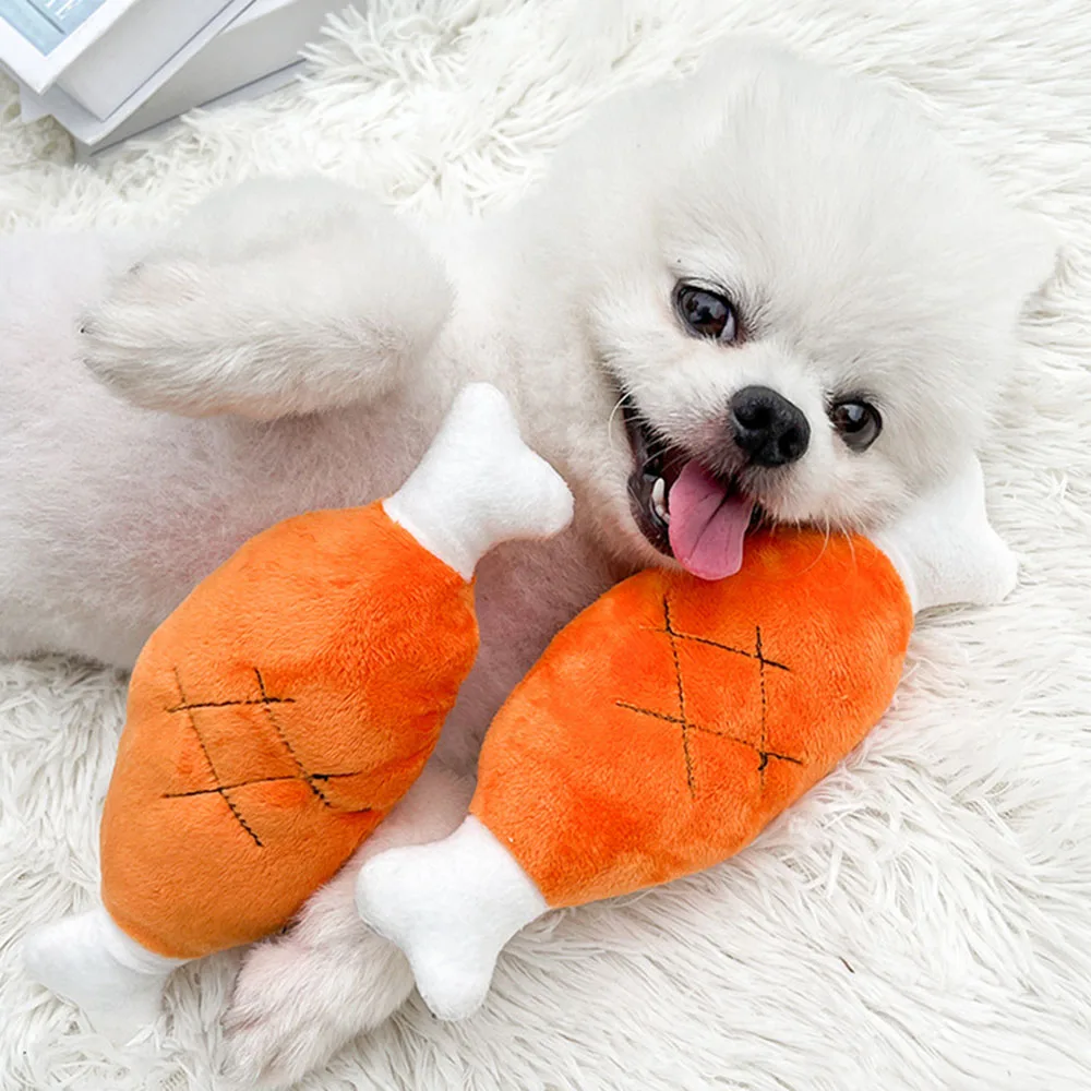 Puppy Dog Plush Squeaky Toy for Small Medium Dogs Cute Bone Carrot Toy for Aggressive Chewers Pet Cat Products Puppy Accessories - Image 2