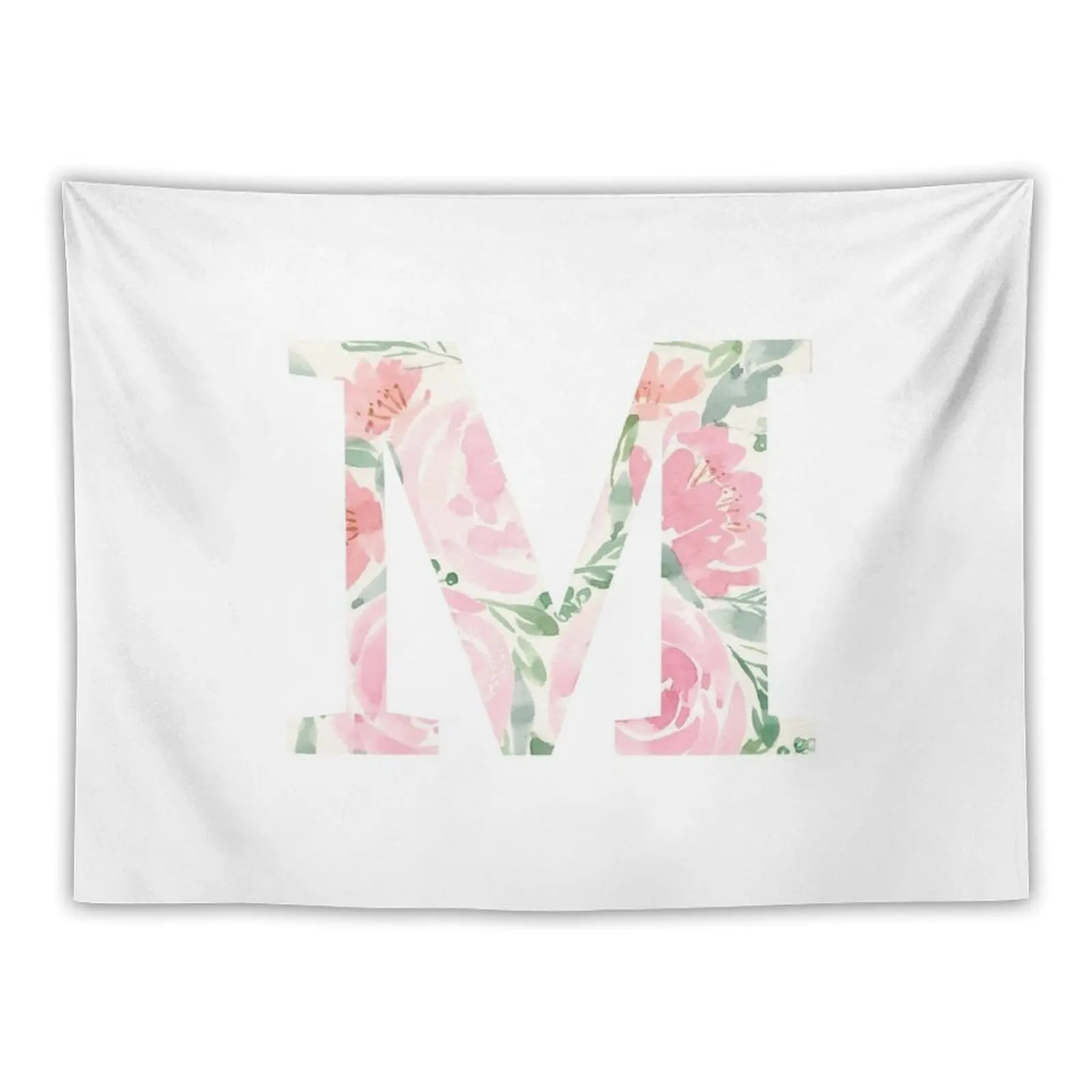 

Watercolor floral letter M Tapestry Kawaii Room Decor Aesthetic Room Decorations Tapestry