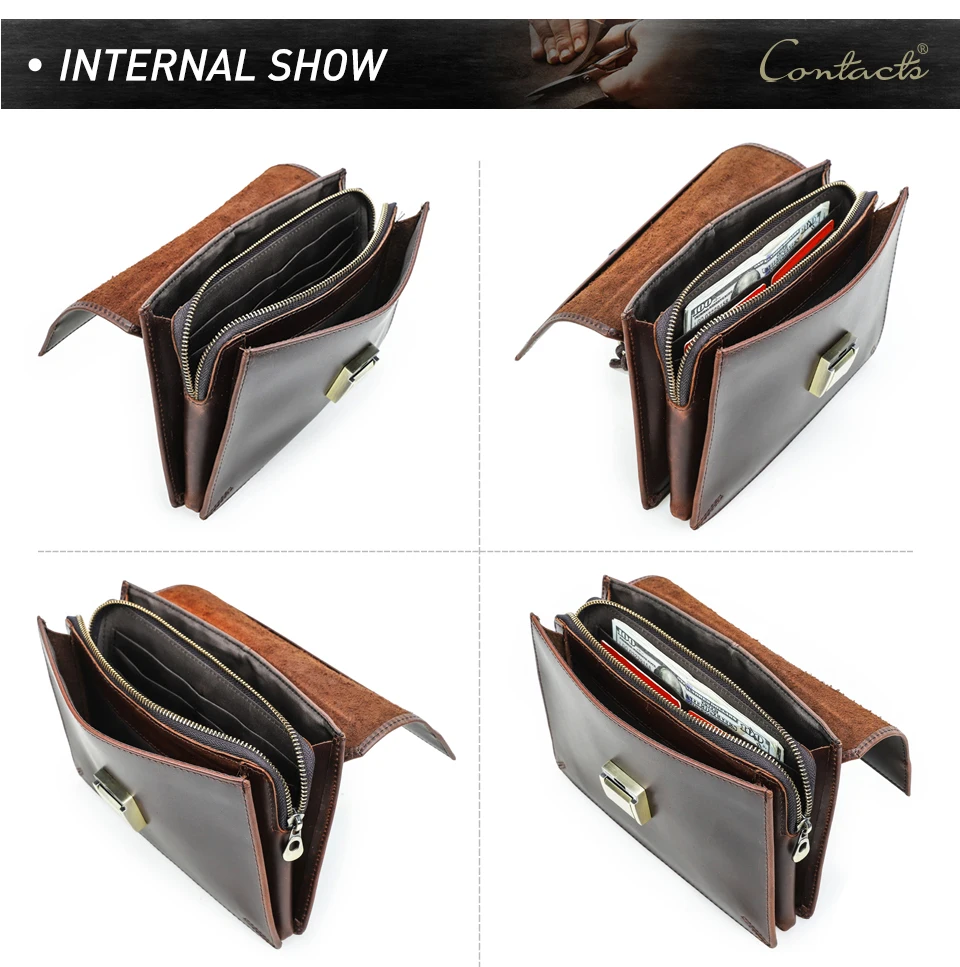 CONTACT'S Männer Kupplung Tasche Luxus Echtem Leder Passwort Designer Tasche Casual Kupplung Brieftasche Tasche Männlichen Handtasche Purs Große Kapazität – Detail 10