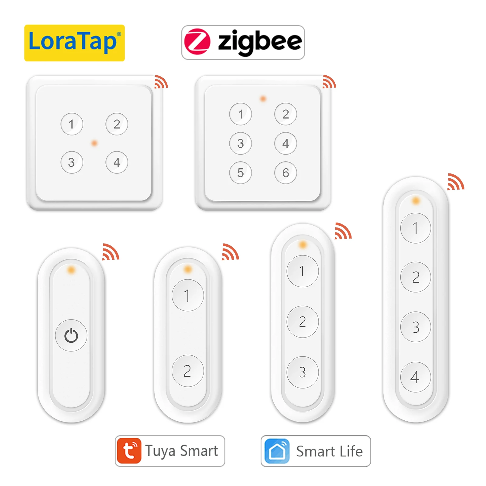 LoraTap ZigBee 3.0 ไร้สาย 6 ปุ่มรีโมท Tuya ฉากอัตโนมัติสวิทช์ควบคุม Smart Life App 1